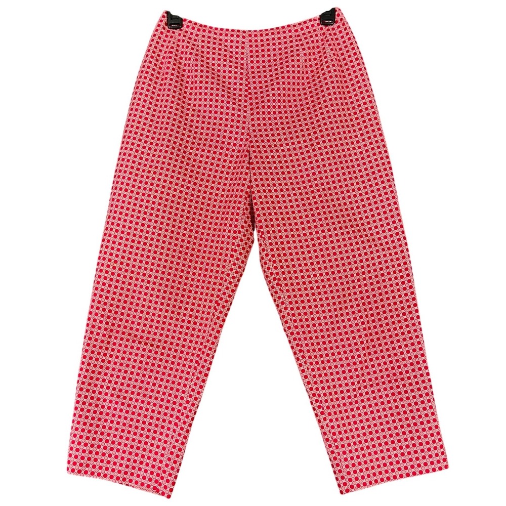 Talbots Red Geometric Print Tapered Leg Ankle Pants Trousers Petite 6 Womens